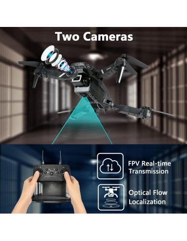 Mini Drone FLYVISTA E88 con Cámara 1080P y 3 Baterías