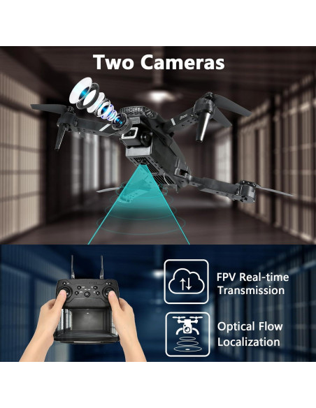Mini Drone FLYVISTA E88 con Cámara 1080P y 3 Baterías