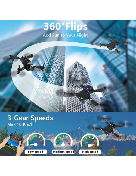 Mini Drone FLYVISTA E88 con Cámara 1080P y 3 Baterías