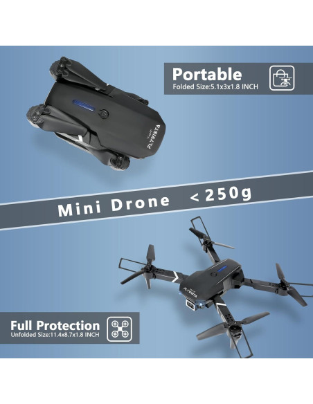 Mini Drone FLYVISTA E88 con Cámara 1080P y 3 Baterías