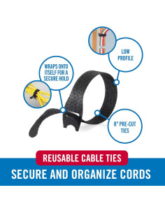 Sujetadores de Cables VELCRO 100Pk 20,32x1,27cm Negro 2