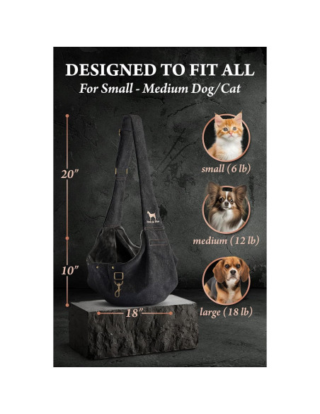 Transportín de Perro Noah & Paw Negro para Mascotas 2-8 kg