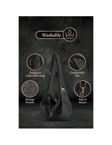 Transportín de Perro Noah & Paw Negro para Mascotas 2-8 kg