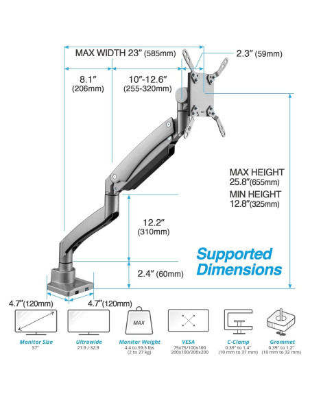 Soporte de Monitor AVLT para Pantallas de 17 a 57" Gris