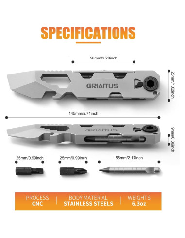 Multiherramienta EDC GIRIAITUS con Destornillador y Bolígrafos