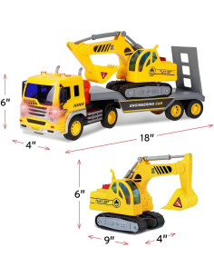 Camión de Remolque ToyThrill con Excavadora y Sonidos 2