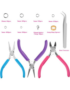 Kit de Joyería Cridoz: 1520 Anillas y 3 Alicates 2