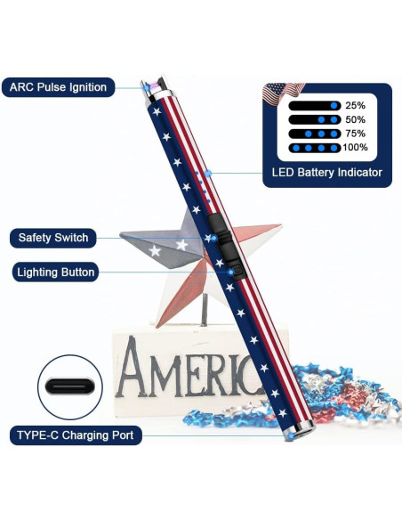 Encendedor Eléctrico SUPRUS Recargable USB Tipo C Bandera