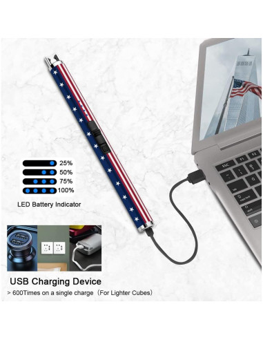 Encendedor Eléctrico SUPRUS Recargable USB Tipo C Bandera