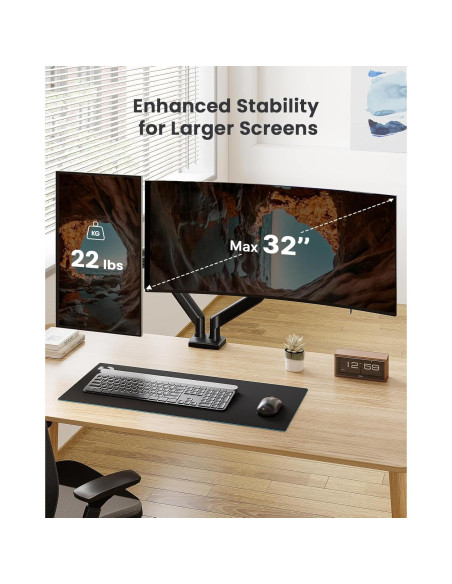 Soporte Doble para Monitor ErGear EGDS15B Negro Ajustable