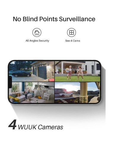 Cámaras de Seguridad Inalámbricas WUUK 2K Kit 2 Unidades