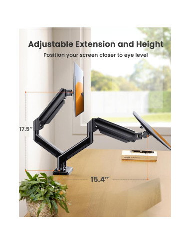 Soporte Doble para Monitor ErGear EGDS15B Negro Ajustable