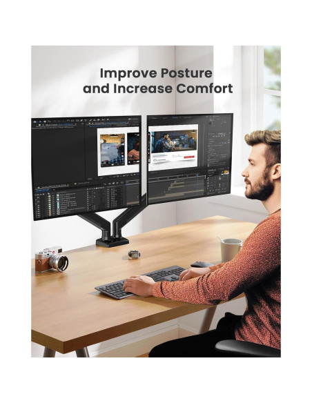 Soporte Doble para Monitor ErGear EGDS15B Negro Ajustable