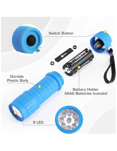 Linterna de Mano EverBrite 9 LED Paquete de 6 Colores