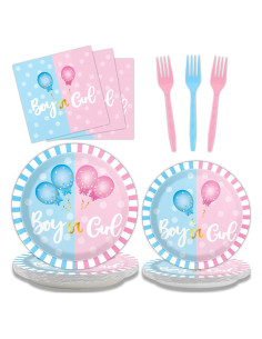 Kit de Fiesta Revelación de Género Tevxj 96 Piezas Platos y Servilletas