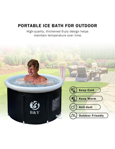 Bañera de Hielo B&Y Plegable 90L Portátil Negro