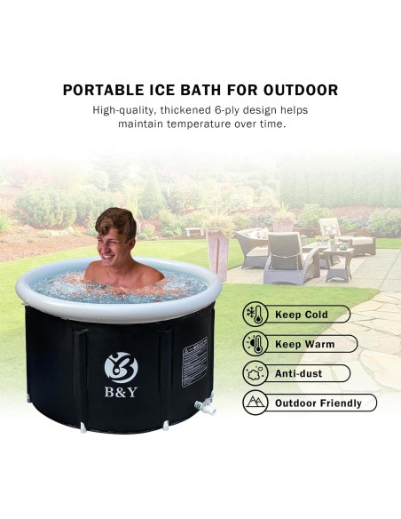 Bañera de Hielo B&Y Plegable 90L Portátil Negro