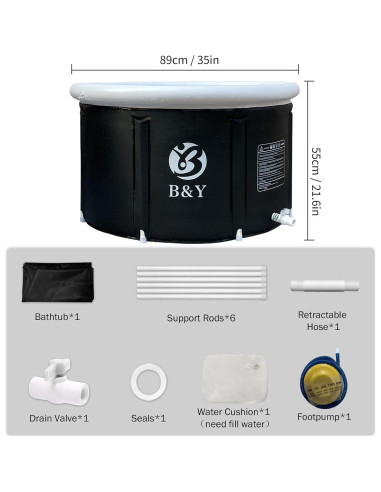 Bañera de Hielo B&Y Plegable 90L Portátil Negro