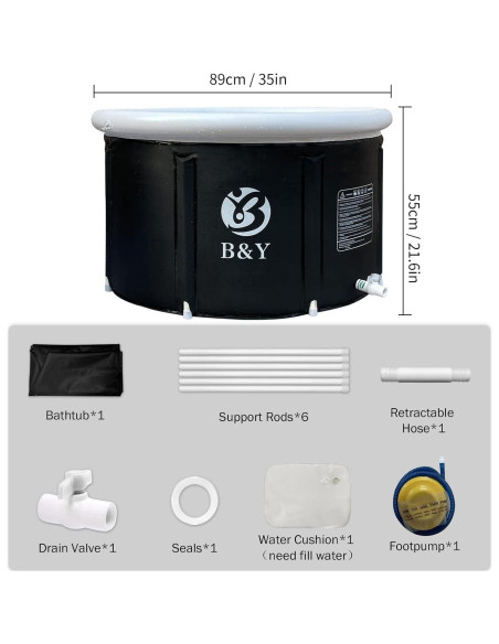 Bañera de Hielo B&Y Plegable 90L Portátil Negro