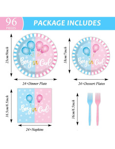Kit de Fiesta Revelación de Género Tevxj 96 Piezas Platos y Servilletas 2