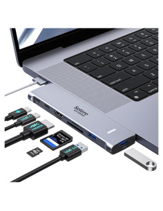 Adaptador USB C Hub HDMI Selore 7-en-2 para MacBook Pro/Air
