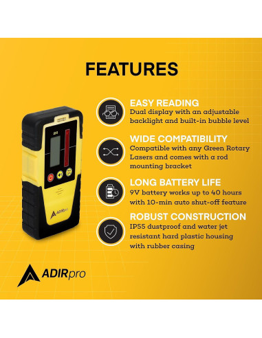 Detector láser rotativo AdirPro LD-8 con receptor digital