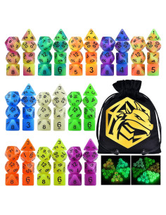 Juego de Dados DND Brillantes Amiven 77 Piezas para Rol