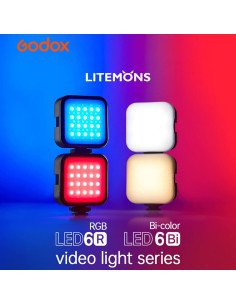 Luz de Video LED Godox LED6Bi Bi-color 3200K-6500K Recargable 2