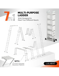 Escalera Plegable LUISLADDERS 5.64m Aluminio 7 en 1 2