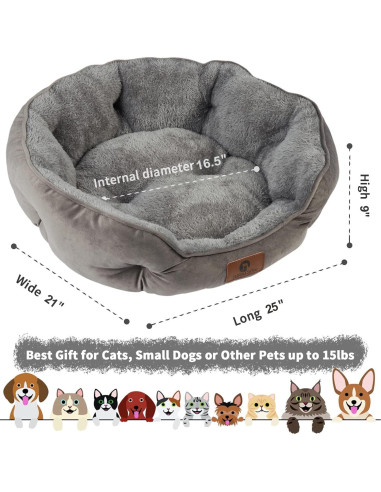 Cama Mediana Asvin para Perros y Gatos Gris 63,5 cm