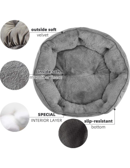 Cama Mediana Asvin para Perros y Gatos Gris 63,5 cm