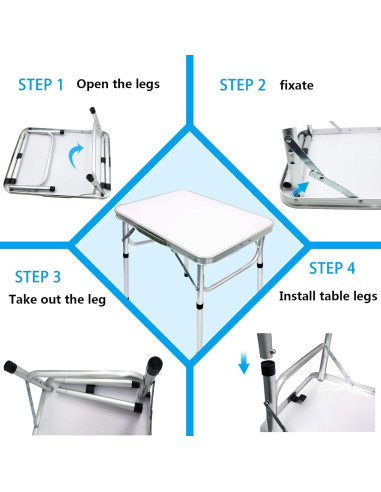 Mesa de Picnic Plegable Camp Field Blanca 54.6 cm Ajustable