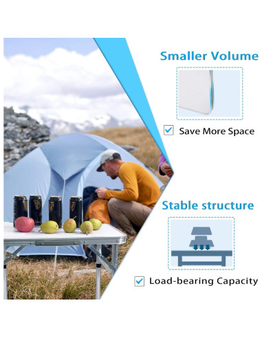 Mesa de Picnic Plegable Camp Field Blanca 54.6 cm Ajustable