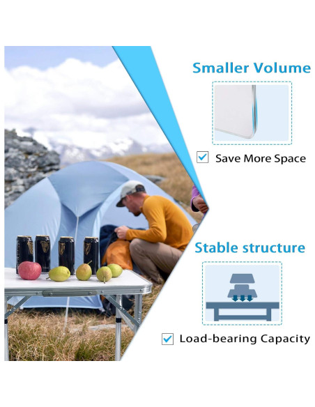 Mesa de Picnic Plegable Camp Field Blanca 54.6 cm Ajustable