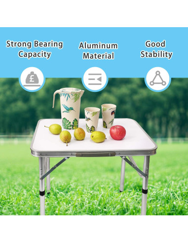 Mesa de Picnic Plegable Camp Field Blanca 54.6 cm Ajustable