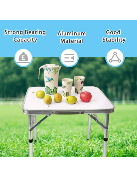 Mesa de Picnic Plegable Camp Field Blanca 54.6 cm Ajustable