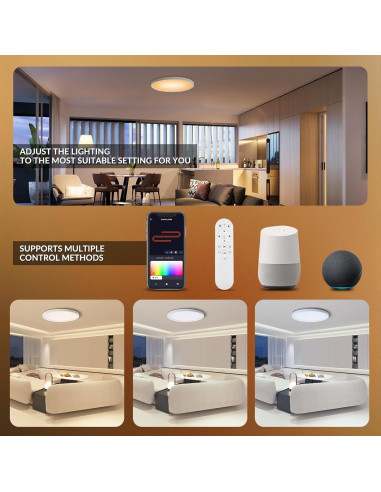 Luz de Techo LED Inteligente TITISLUMP 30,48 cm RGB Control Remoto