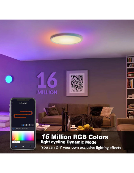 Luz de Techo LED Inteligente TITISLUMP 30,48 cm RGB Control Remoto