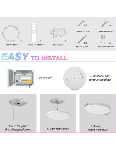 Luz de Techo LED Inteligente TITISLUMP 30,48 cm RGB Control Remoto