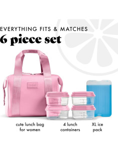 Bolsa de Almuerzo Fit & Fresh Rosa Grande Aislada 2