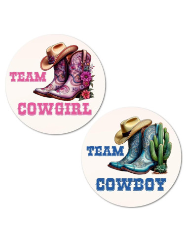 40 Etiquetas Revelación de Género RokAPary 5 cm Rosa y Azul