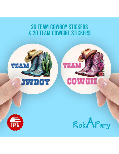 40 Etiquetas Revelación de Género RokAPary 5 cm Rosa y Azul