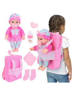 Muñeca de Bebé DONTNO 30 cm con Ropa y Mochila Accesorios