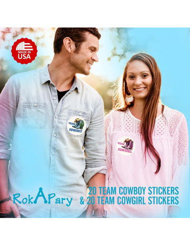 40 Etiquetas Revelación de Género RokAPary 5 cm Rosa y Azul