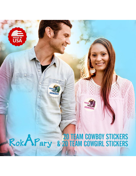 40 Etiquetas Revelación de Género RokAPary 5 cm Rosa y Azul