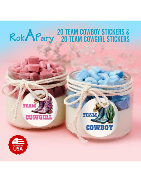 40 Etiquetas Revelación de Género RokAPary 5 cm Rosa y Azul