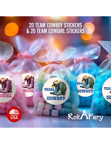 40 Etiquetas Revelación de Género RokAPary 5 cm Rosa y Azul