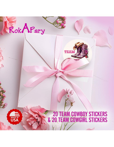 40 Etiquetas Revelación de Género RokAPary 5 cm Rosa y Azul