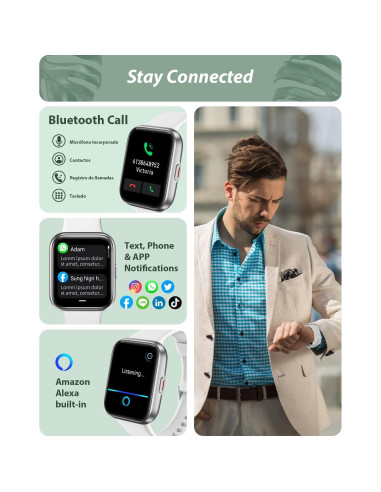 Reloj Inteligente Tensky 1.8" Bluetooth con Alexa y Fitness