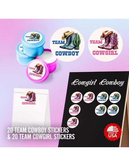 40 Etiquetas Revelación de Género RokAPary 5 cm Rosa y Azul